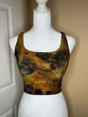 Calia by Carrie Underwood Golden Yellow Printed Sports Bra Size Small